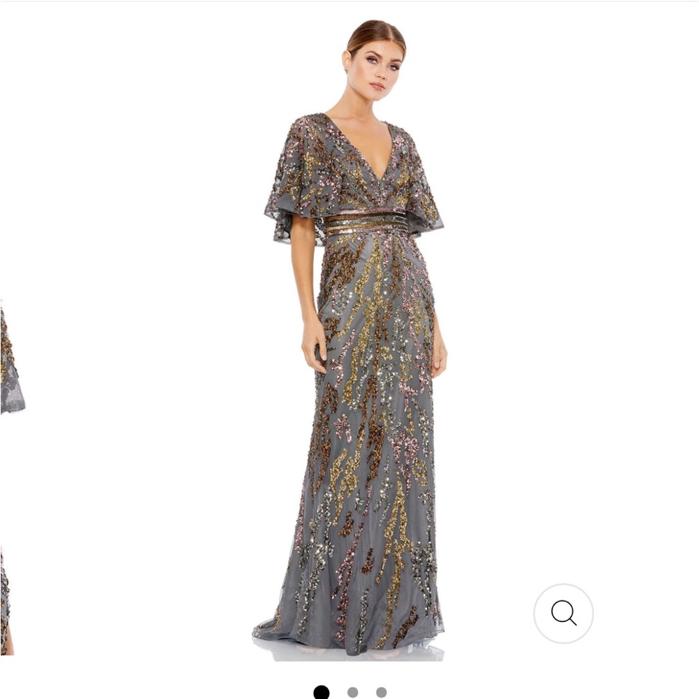 Cape Sleeve Embellished Evening Gown
